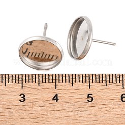 Tarnish Resistant 304 Stainless Steel Flat Round Stud Earring Settings&nbsp;STAS-I017-01