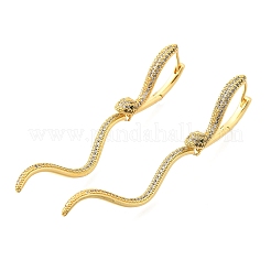 Brass Clear Cubic Zirconia Snake Hoop Earrings&nbsp;EJEW-C147-07G
