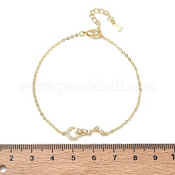 Brass Micro Pave Clear Cubic Zirconia Moon Star Link Bracelets&nbsp;KK-CBA6980-25G