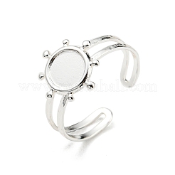 304 Stainless Steel Open Cuff Finger Ring Cabochon Settings&nbsp;STAS-T060-10S