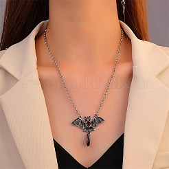 Plastic Bat with Teardrop Pendant Necklace & Dangle Earrings&nbsp;SJEW-G081-01AS
