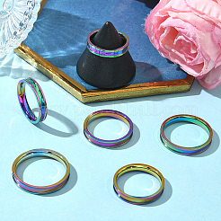 18Pcs 6 Styles 201 Stainless Steel Grooved Finger Ring for Women&nbsp;RJEW-SC0001-32
