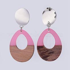 Resin & Wood Dangle Earrings&nbsp;EJEW-JE03023-01