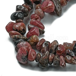 Natural Rhodonite Chip Bead Strands&nbsp;G-M205-24-01