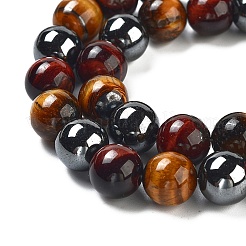 Natural Tiger Iron & Synthetic Hematite Beads Strands&nbsp;G-H1581-10mm