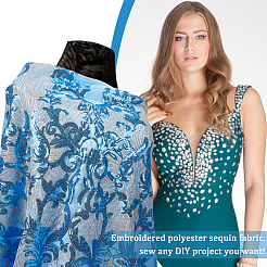 Embroidery Polyester Sequin Lace Fabric&nbsp;DIY-WH0028-36