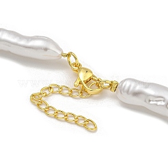 Rack Plating Brass & ABS Plastic Pearl Beads Column Beaded Necklaces for Women&nbsp;NJEW-C059-14G
