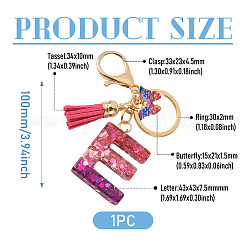 Alloy Resin Butterfly Keychains&nbsp;KEYC-TADJ0002-02G-E