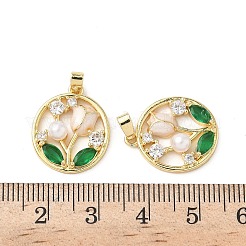 Brass Micro Pave Cubic Zirconia Pendants&nbsp;KK-P334-11G-01