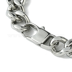304 Stainless Steel Cuban Flat Round Link Chain Bracelets for Women Men&nbsp;BJEW-C063-08AS