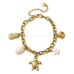 304 Stainless Steel Cable Chain Charm Bracelets&nbsp;BJEW-L708-01G