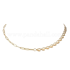 2Pcs 2 Colors 304 Stainless Steel Heart Link Mixed Chain Necklaces for Women&nbsp;NJEW-JN05965