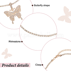 4Pcs 4 Colors Rhinestone Butterfly Pendant Necklaces Set with Cup Chains&nbsp;NJEW-AN0001-33