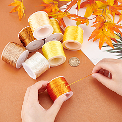 8 rolls 8 colors Nylon Satin Rattail Cords&nbsp;NWIR-PH0002-08B