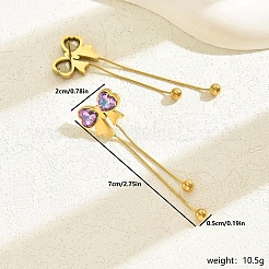 Fashionable 201 Stainless Steel Bowknot Tassel Stud Earrings&nbsp;AO5773-1
