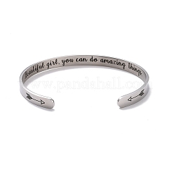 Non-Tarnish 304 Stainless Steel Open Cuff Bangle&nbsp;BJEW-G653-01P-03