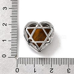 Brass Pave Natural Tiger Eye Heart Multi-Strand Links&nbsp;G-B149-13P-06