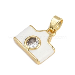 Brass Micro Pave Clear Cubic Zirconia Charms&nbsp;LS-KK-D409-07G