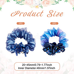 2Pcs 2 Colors Chic Solid Color French Satin Pigtail Hair Tie for Elegant Hairstyles&nbsp;OHAR-TA0001-11