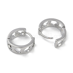 Hollow Heart Brass Hoop Earrings&nbsp;EJEW-L292-014P