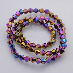 Faceted Bicone Electroplate Glass Beads Strands&nbsp;X-EGLA-P016-4mm-F03
