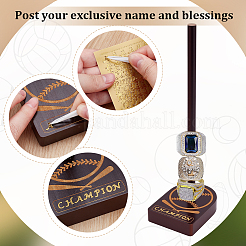 Baseball Theme Coconut Brown Wood Ring Organizer Display Stands&nbsp;RDIS-OC0001-06