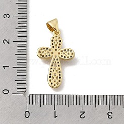 Brass Micro Pave Clear Cubic Zirconia Cross Pendants&nbsp;KK-D431-042G