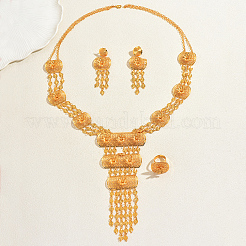Luxury Vintage Iron Floral Filigree Necklace & Dangle Stud Earrings & Ring Sets for Women&nbsp;LF1388
