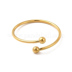 Ion Plating(IP) 304 Stainless Steel Wire Wrapped Open Cuff Ring for Women&nbsp;RJEW-E066-12G