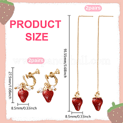 4Pairs 2 Styles Alloy Strawberry Clip-on Earrings & Chain Tassel Ear Thread&nbsp;EJEW-HY0001-10