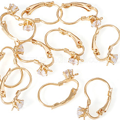 10Pcs Brass Micro Pave Clear Cubic Zirconia Leverback Earring Findings&nbsp;KK-TADJ0001-20A