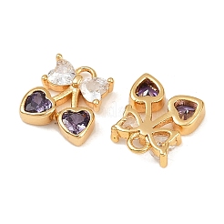 Brass Micro Pave Cubic Zirconia Charms&nbsp;KK-F906-11G-02
