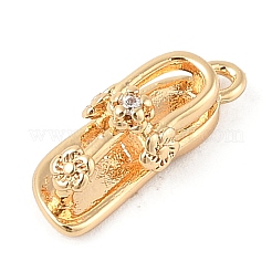 Brass Micro Pave Clear Cubic Zirconia Pendants&nbsp;KK-R219-27G