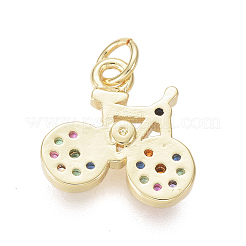 Brass Micro Pave Cubic Zirconia Charms&nbsp;ZIRC-I032-67G