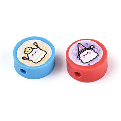 Printed Handmade Polymer Clay Beads&nbsp;CLAY-T022-12J