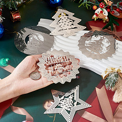 5Pcs 5 Styles Christmas 201 Stainless Steel Laser Cut Connector Charms&nbsp;STAS-TA0005-78