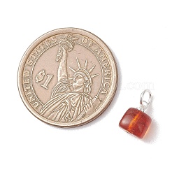 Natural Amber Cube Charms&nbsp;PALLOY-JF04971-02