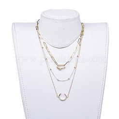 Double Layer Necklaces & Paperclip Chain Necklaces Sets&nbsp;NJEW-JN02756