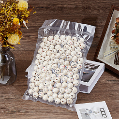 100Pcs 4 Styles Printed Wood European Beads&nbsp;WOOD-GF0002-45
