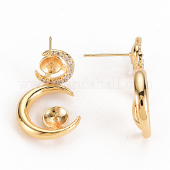 Brass Micro Pave Clear Cubic Zirconia Earring Findings&nbsp;LS-KK-S356-253-NF