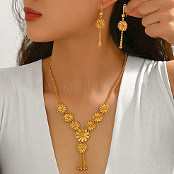 Brass Flower Tassel Earrings & Necklaces Sets for Women&nbsp;PY1515