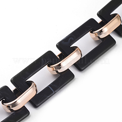 Imitation Gemstone Style Acrylic Handmade Rectangle Link Chains&nbsp;X-AJEW-JB00518-02