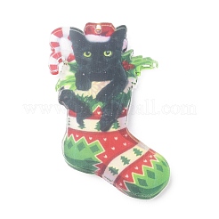 Christmas Cat Shape Acrylic Pendant Decoration&nbsp;HJEW-E007-01G-05