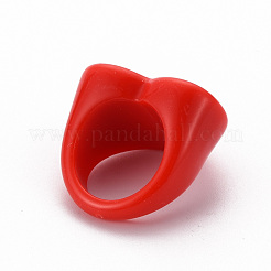 Opaque Acrylic Heart Finger Rings&nbsp;RJEW-T010-14