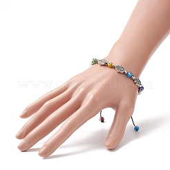 Colorful Lampwork Evil Eye & Glass & Alloy Braided Bead Bracelet for Women&nbsp;BJEW-JB09267-01
