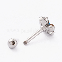 Brass Micro Pave Clear Cubic Zirconia Barbell Cartilage Earrings&nbsp;AJEW-P017-10P
