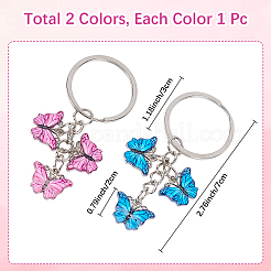 2Pcs 2 Colors Zinc Alloy Keychain&nbsp;KEYC-CP0001-36