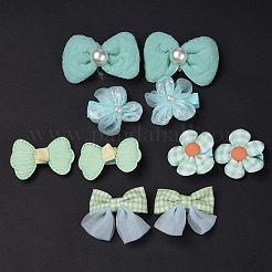 5 Pair 5 Style Bowknot & Flower Polyester Alligator Hair Clips&nbsp;PHAR-C012-01B