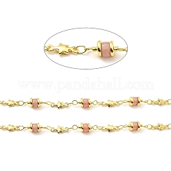 Synthetic Cherry Quartz Glass Column & Star Link Chain&nbsp;CHC-G017-04G