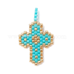 2Pcs 2 Styles Glass Seed Beaded Pendants&nbsp;PALLOY-MZ00883